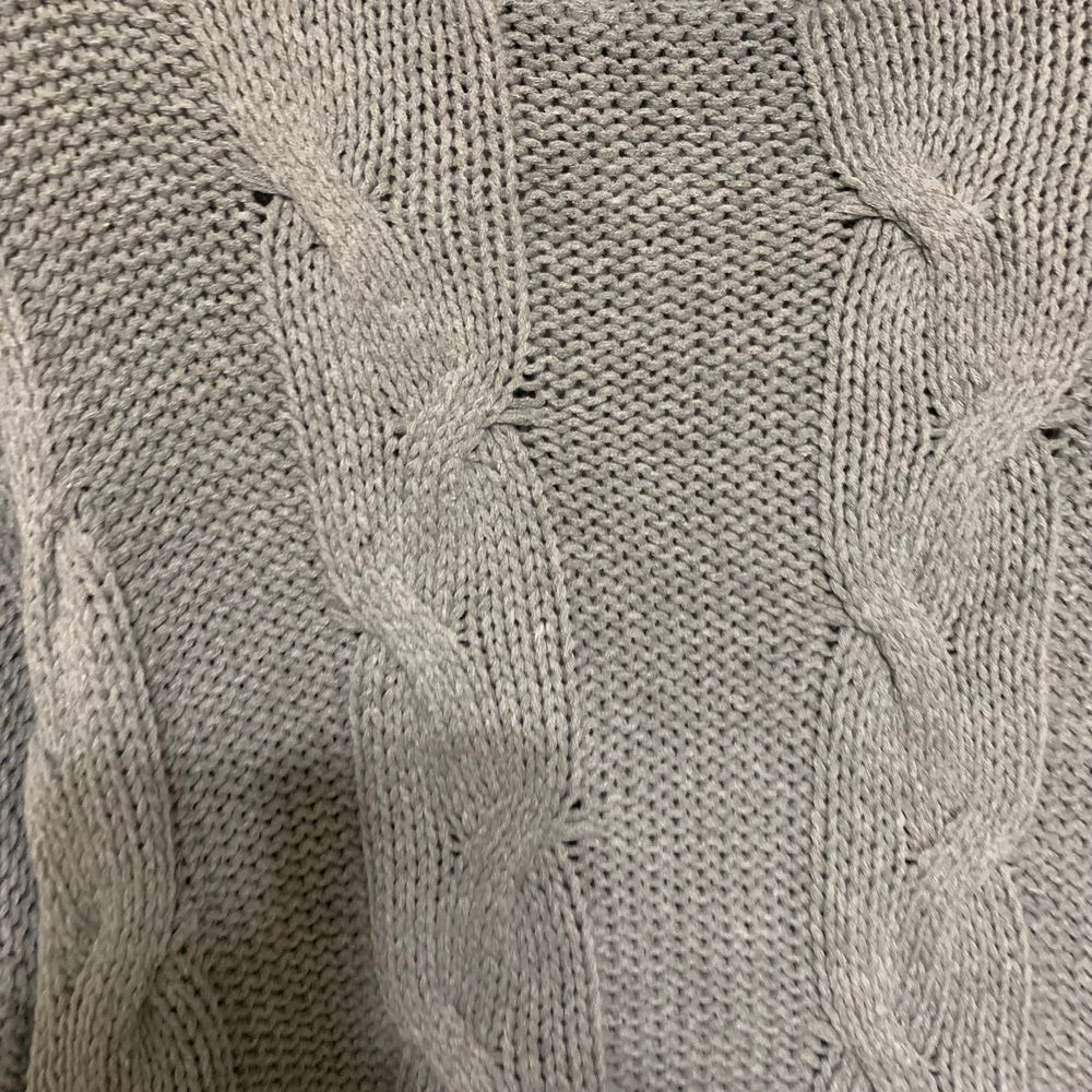 Gray Chunky Cable Fisherman Turtleneck Sweater Size Large Oversized - Picture 6 of 7
